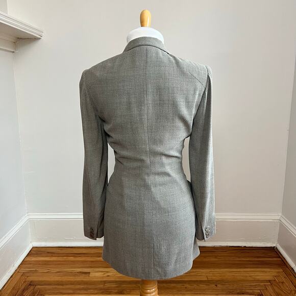 Vintage 90s Henri Bendel Long Wool Blazer 2 – Made in Italy, Gray Longline Style - Picture 6 of 13
